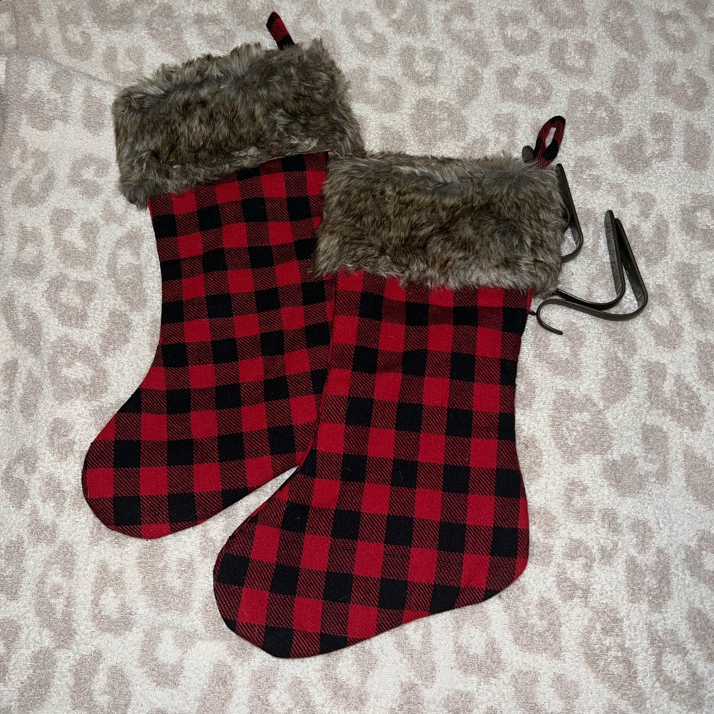 Buffalo Plaid Stocking & Hangers